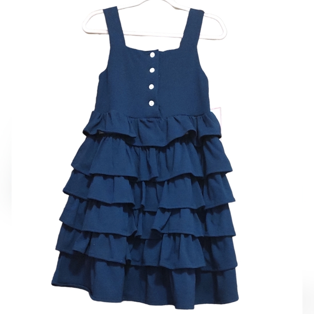 Rare Editions Navy Blue 6 tier Ruffle Dress NWT Sz.6